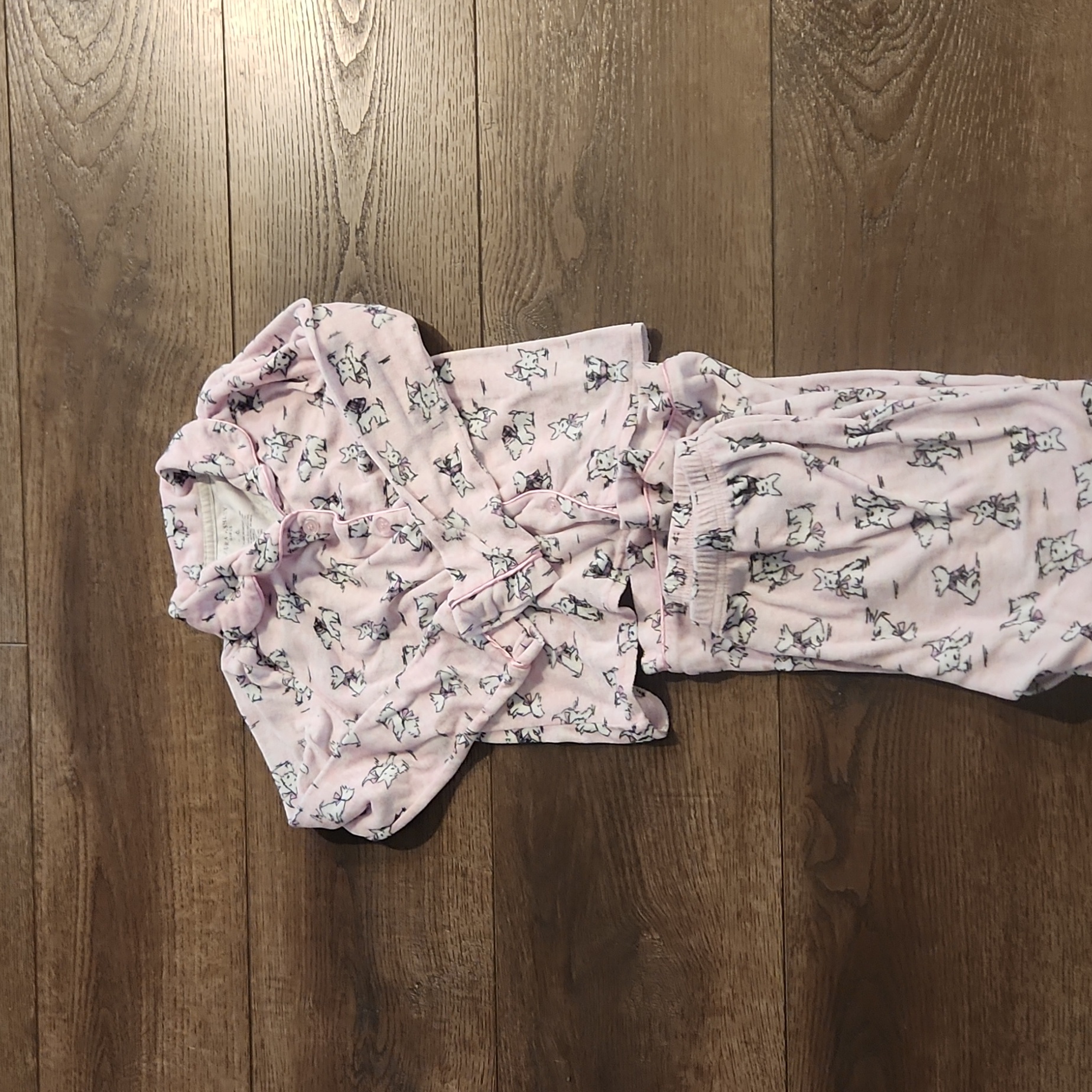 Laura Ashley Girls Scottie Dog Hacci Pajama Set Sz6
